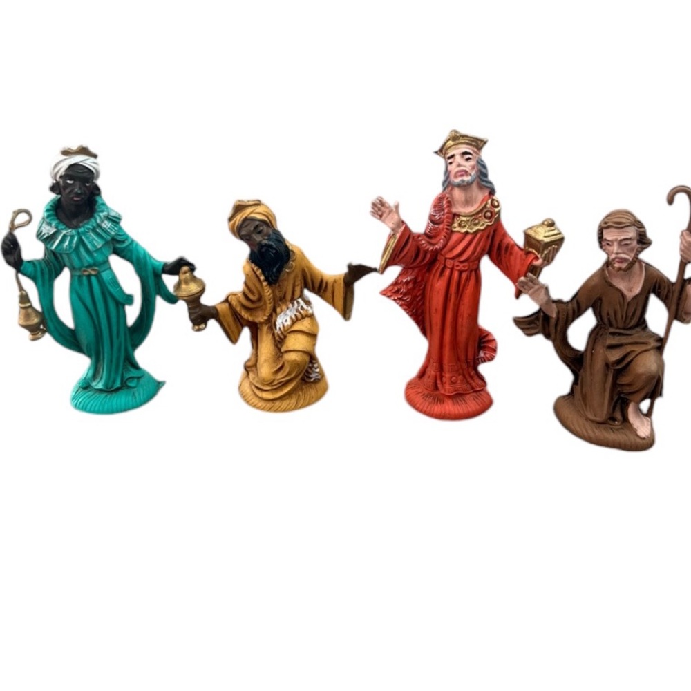 Vintage Fontanini Sheppard and 3 Wise Men Nativity Figurines Italy